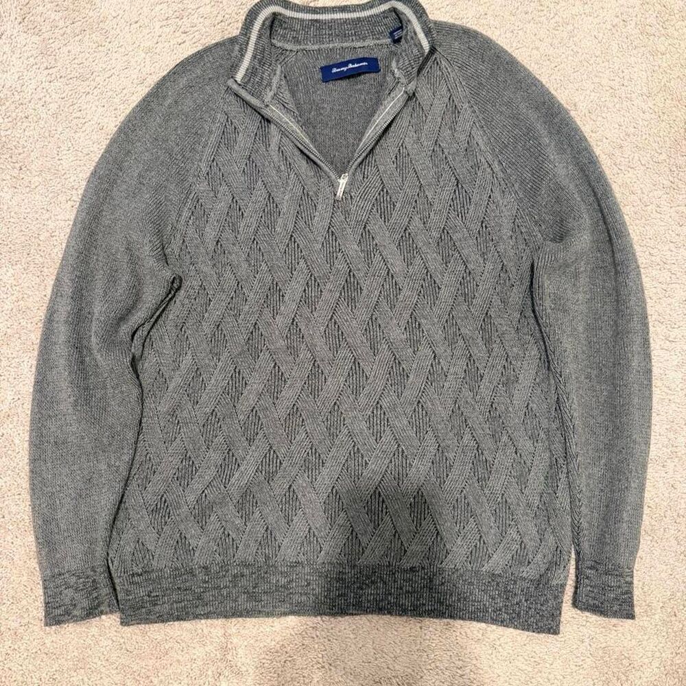Tommy Bahama Men's Grey Quarterzip L